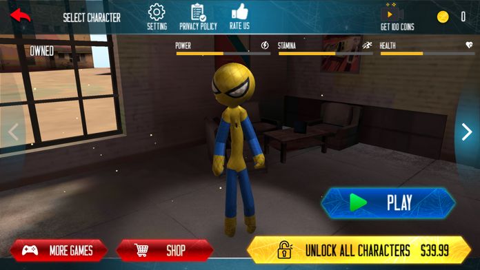 蜘蛛 火柴人 绳 英雄游戏截图