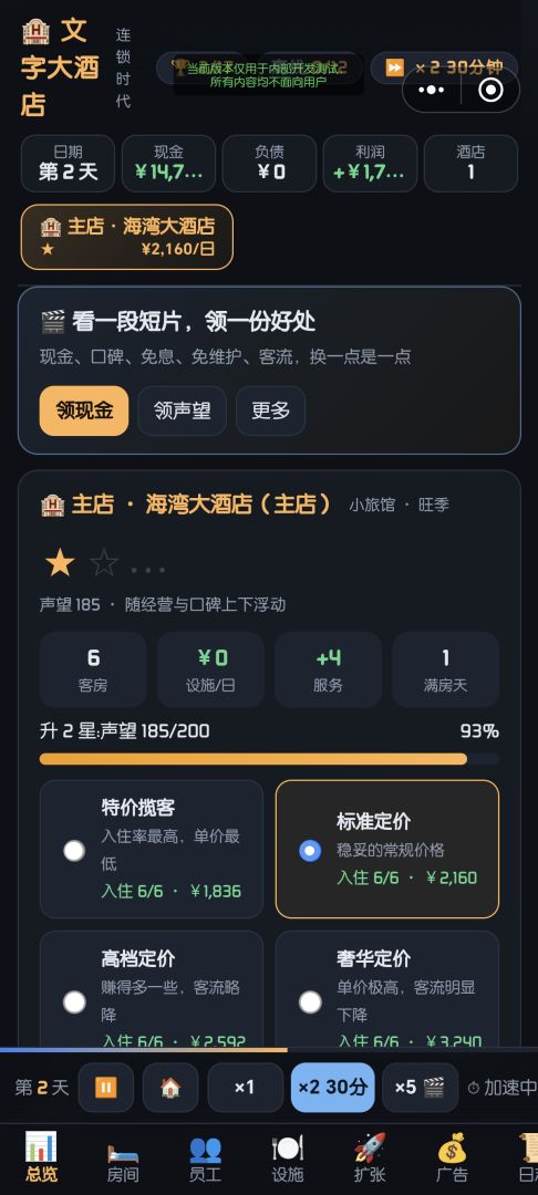 文字酒店模拟器游戏截图