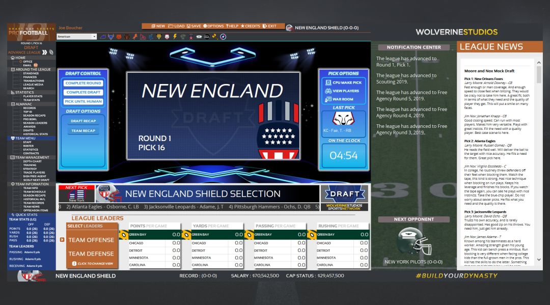 Draft Day Sports: Pro Football 2019游戏截图