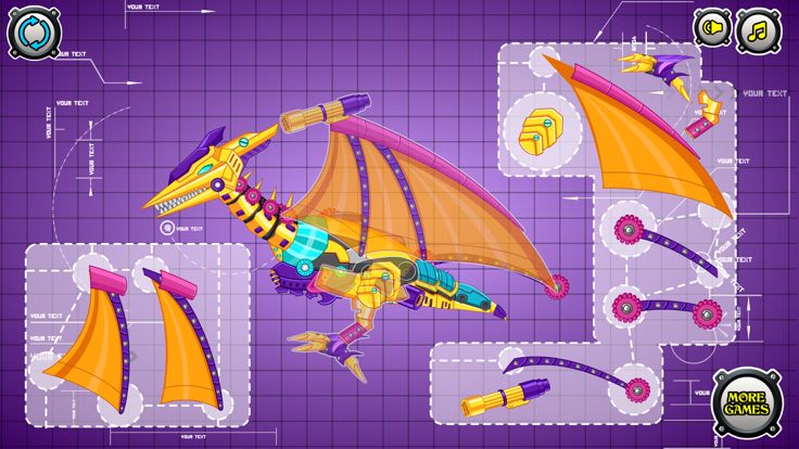 机械翼龙：组装恐龙玩具——双人益智拼装小游戏游戏截图