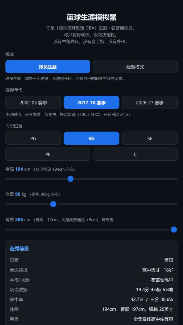 篮球生涯模拟器游戏截图