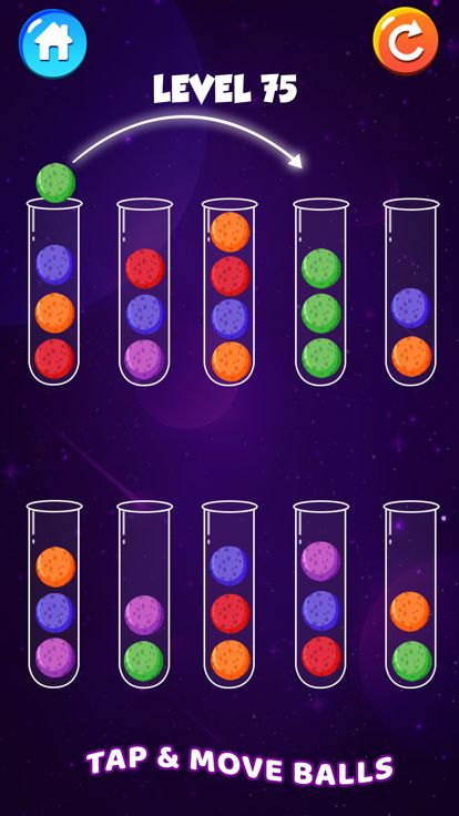 银河彩色球排序游戏 - 颜色排序游戏 - 球排序益智游戏游戏截图