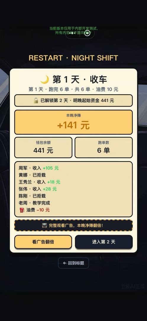 我在凌晨2点开网约车游戏截图
