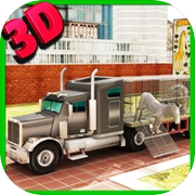 动物园动物运输卡车驾驶和停车狂热。icon