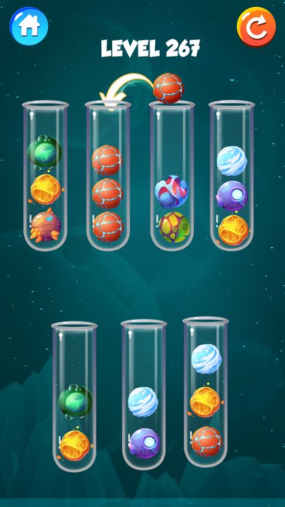 银河彩色球排序游戏 - 颜色排序游戏 - 球排序益智游戏游戏截图