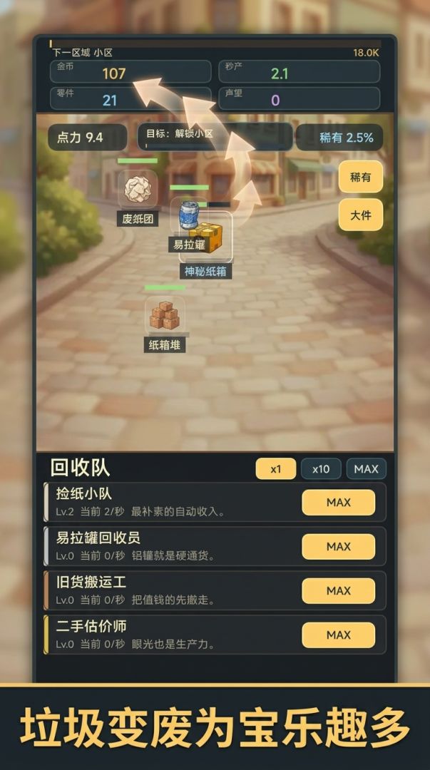增量放置捡垃圾游戏截图