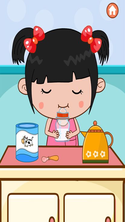 丫丫起床了:刷牙,洗脸,喝奶游戏截图