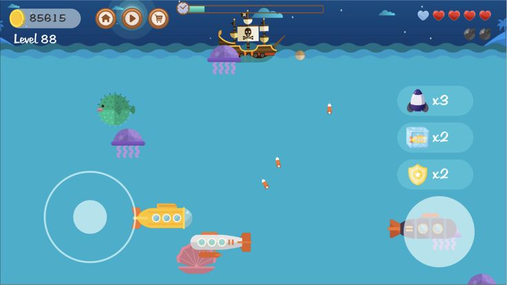 休闲解压射击游戏-潜艇大战-海盗船射手战略游戏-打潜水艇游戏截图