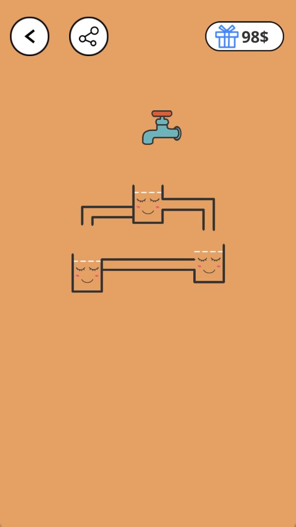 哪个杯子先装满水？游戏截图