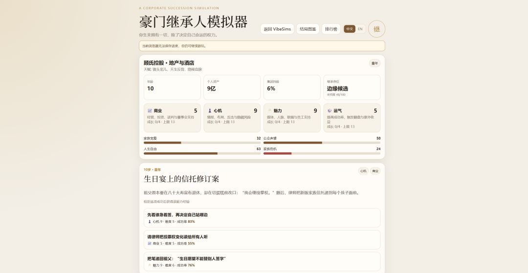 豪门继承人模拟器游戏截图