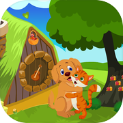 Cute Dog And Cat Embracing Best Escape Game-376