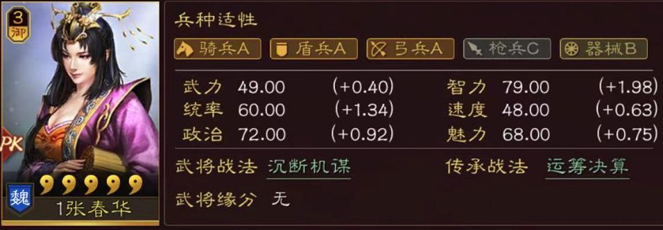 三国志战略版：Daniel_3御新将-张春华截图