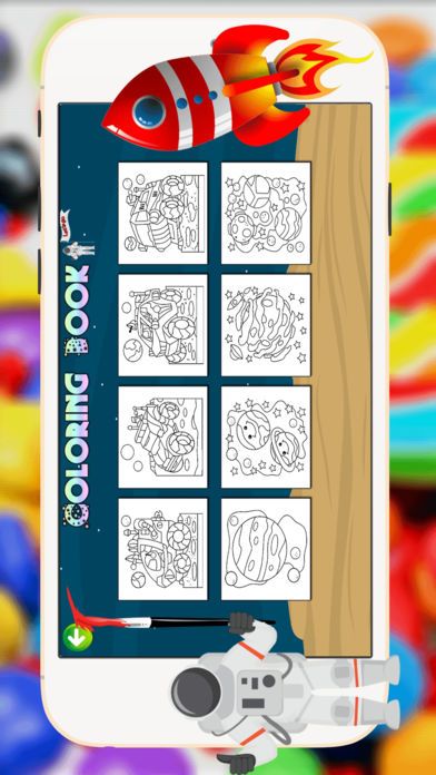 外太空着色书 - 宇航员外星飞船绘制及油漆页面学习儿童游戏游戏截图