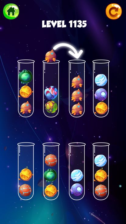 银河彩色球排序游戏 - 颜色排序游戏 - 球排序益智游戏游戏截图