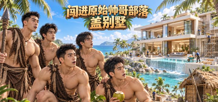 闯进原始帅哥部落盖别墅 封面