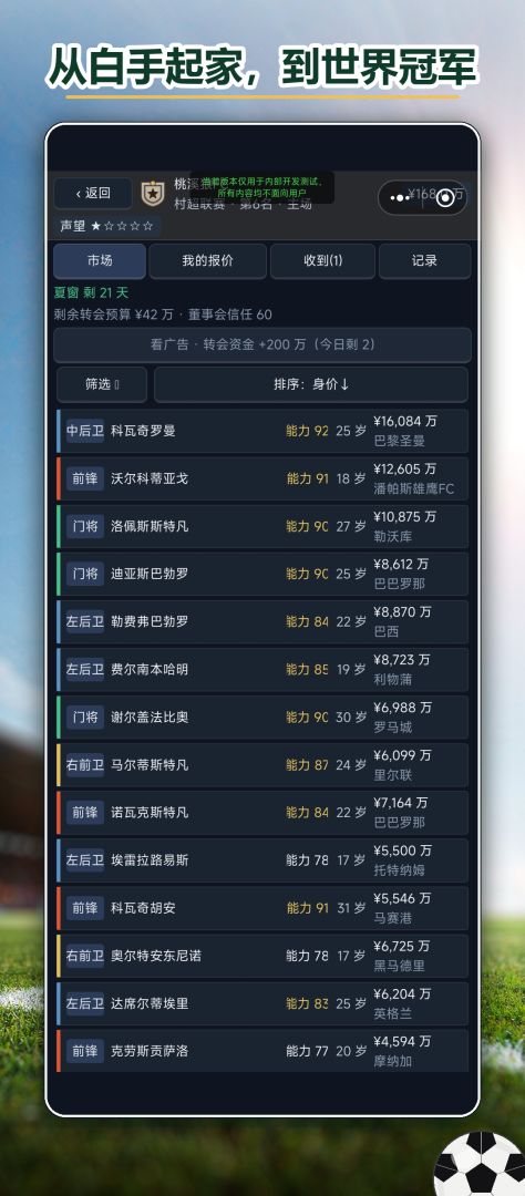 绿茵世界:传奇足球经理游戏截图