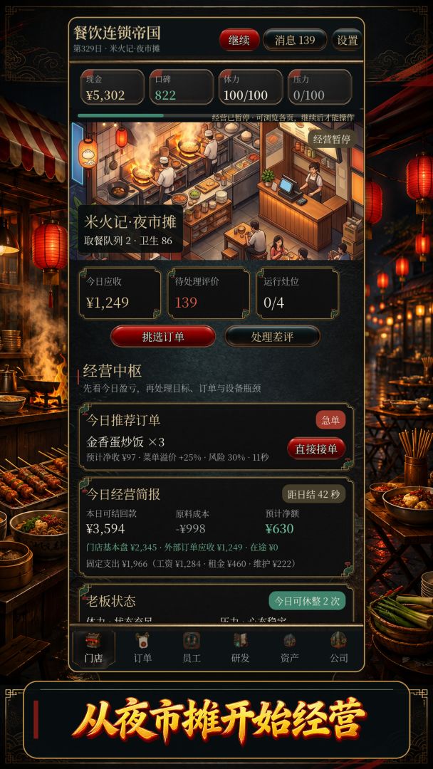 夜市炒饭摊:从负债到全球首富游戏截图