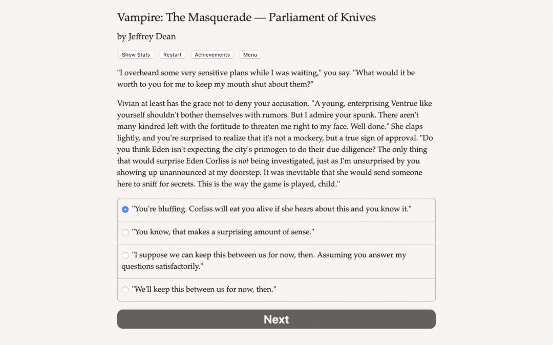 Vampire: The Masquerade — Parliament of Knives游戏截图