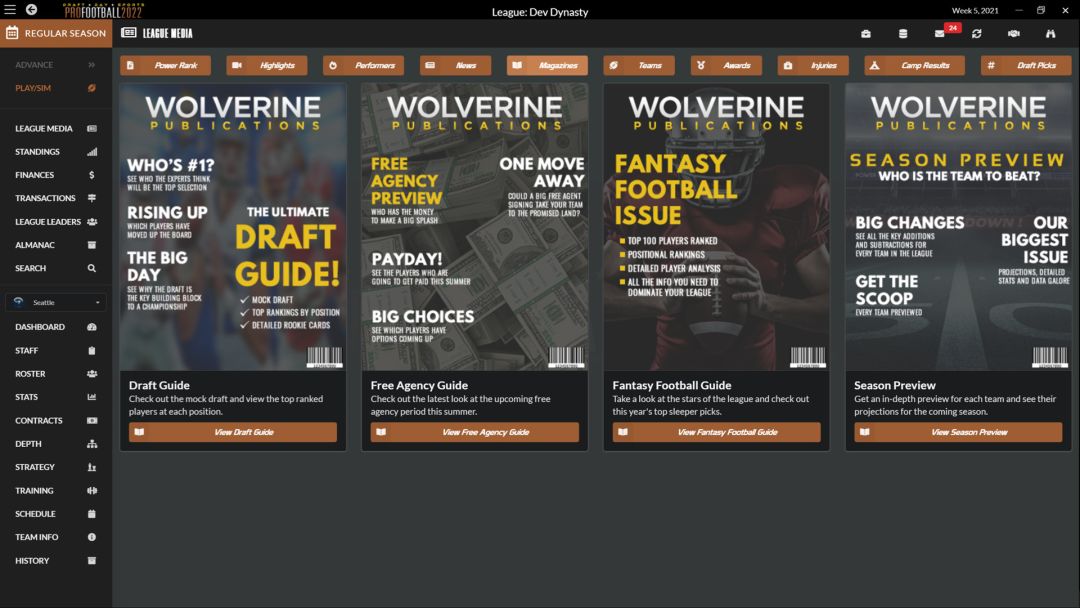 Draft Day Sports: Pro Football 2022游戏截图