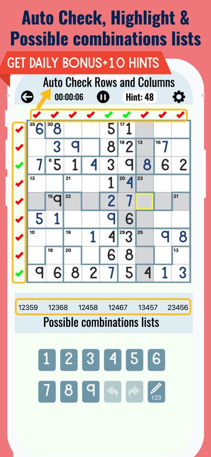 殺手數獨 數學謎題游戏截图