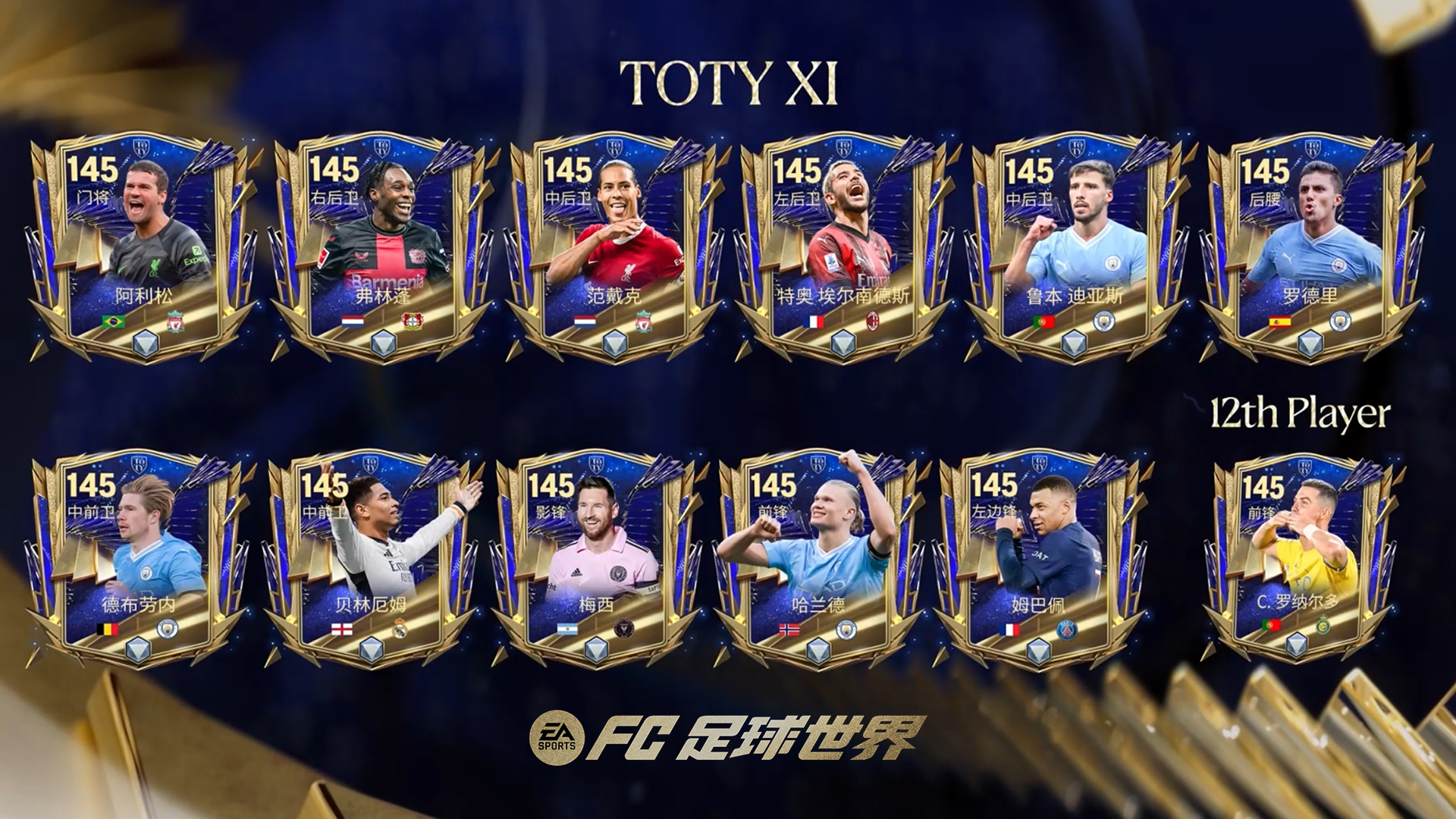 TOTY年度十一人正式亮相