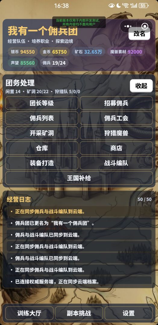 我有一个佣兵团游戏截图