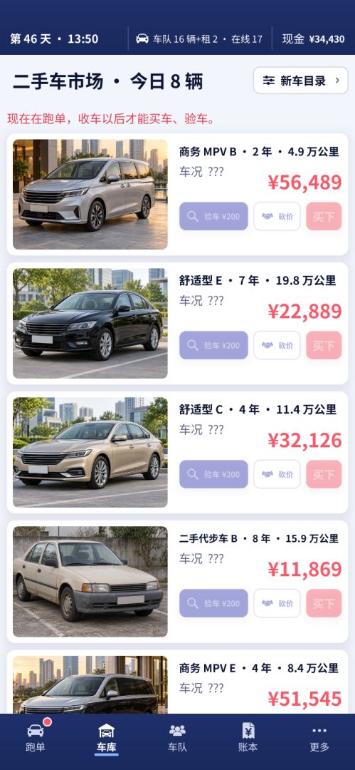 网约车:从一辆破车干到一百辆游戏截图