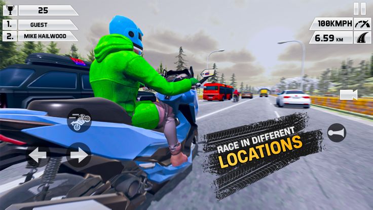 摩托交通重型自行车赛车游戏截图