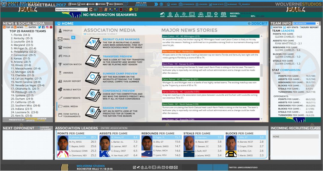 Draft Day Sports: College Basketball 2017游戏截图