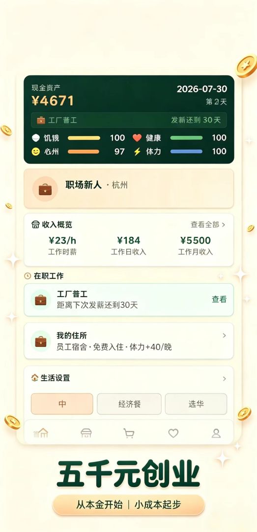 五千元创业游戏截图