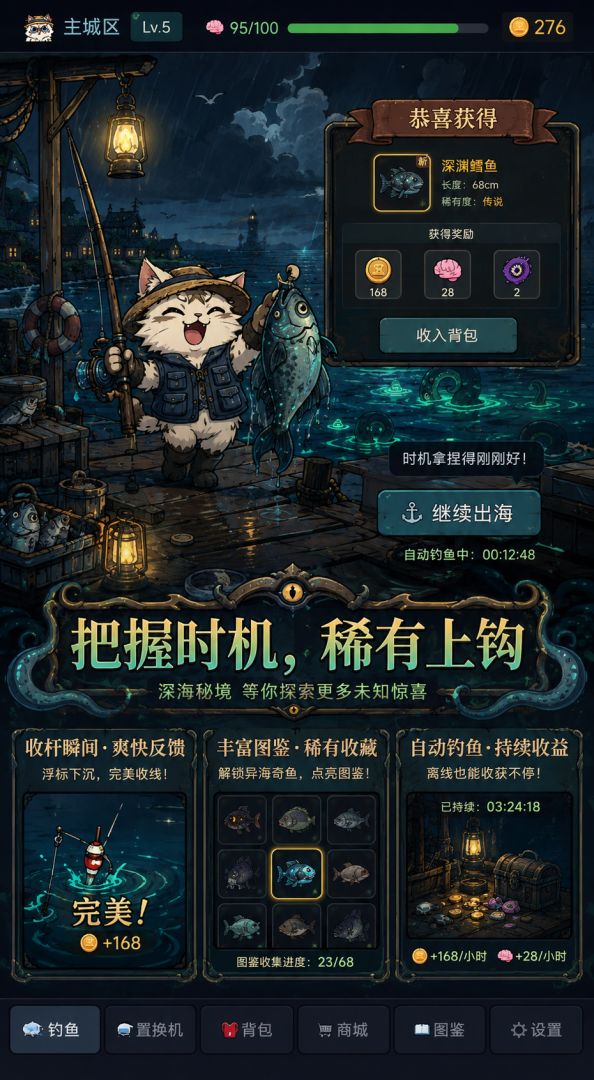 最强猫咪:克苏鲁钓鱼游戏截图