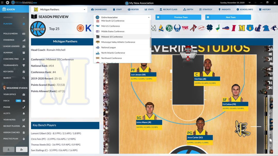Draft Day Sports: College Basketball 2020游戏截图