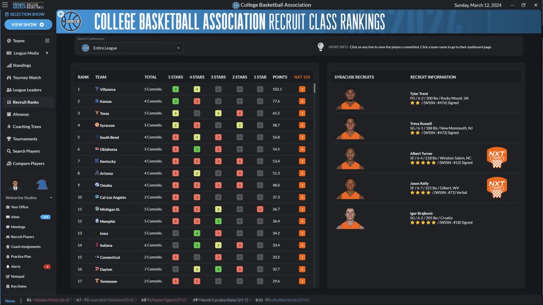 Draft Day Sports: College Basketball 2024游戏截图
