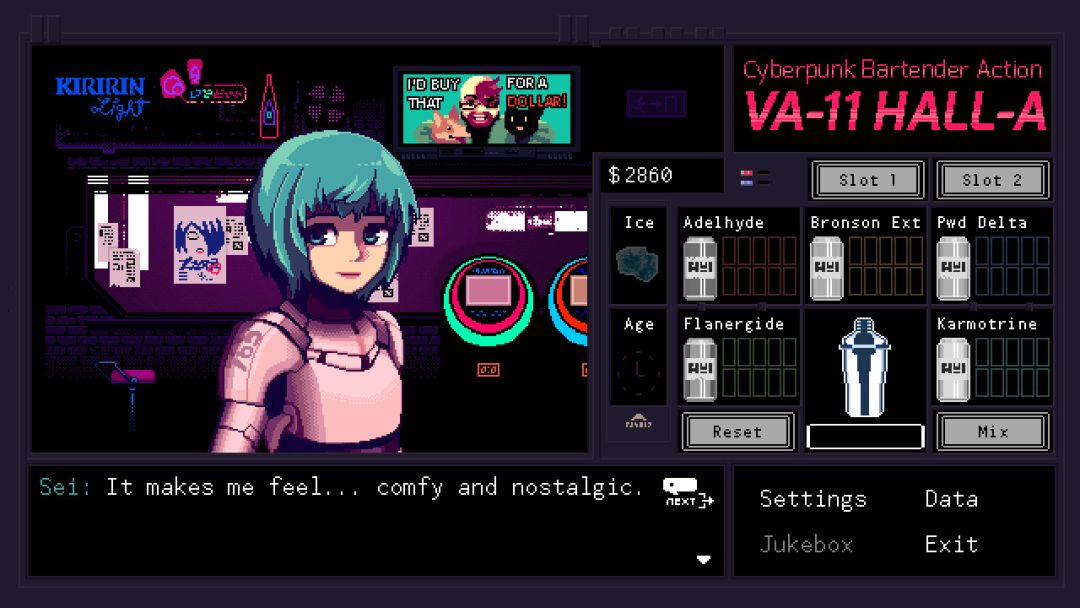 VA-11 Hall-A: Cyberpunk Bartender Action游戏截图