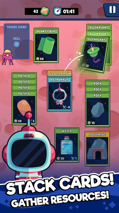 Potatoes on Mars: Stack Cards游戏截图