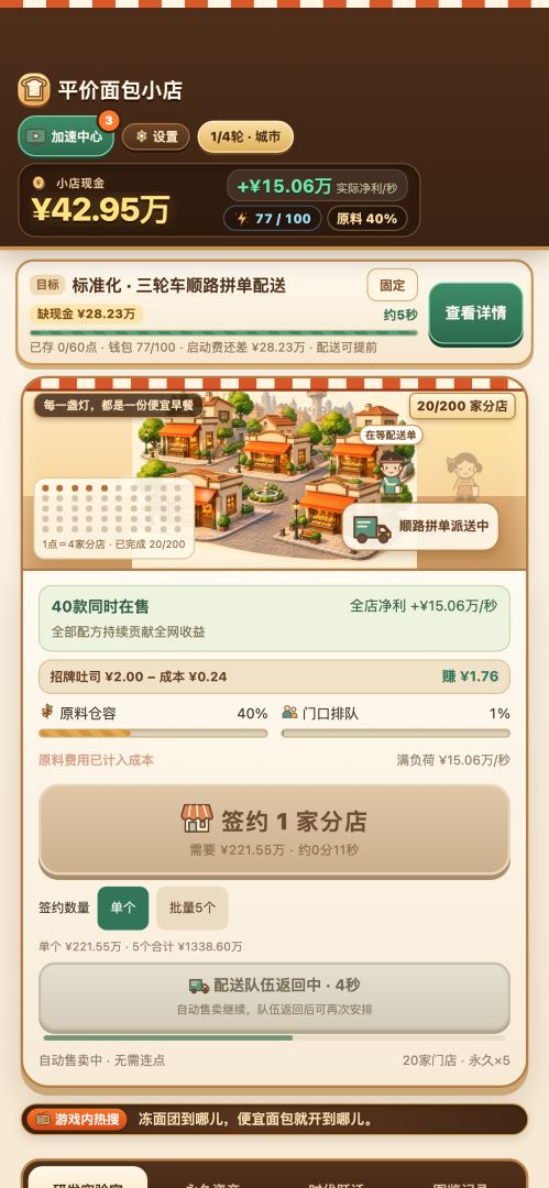 平价面包小店：开局小摊，做成全球面包供应链游戏截图