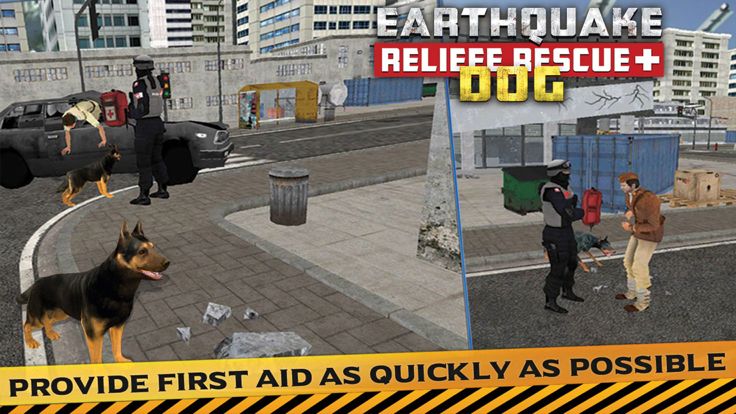 抗震救灾和救援模拟器:玩救援嗅探犬帮助地震灾民。游戏截图