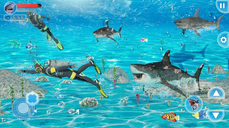 水肺和鲨鱼游戏-狩猎游戏截图
