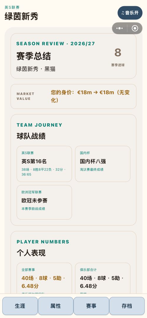 绿茵人生:从新人到球王游戏截图