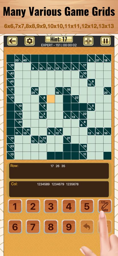 Kakuro Cross Sums Puzzles游戏截图