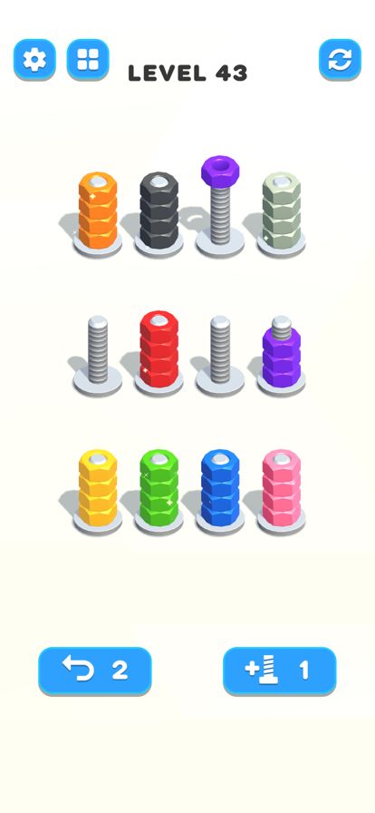 Nuts & Bolts, Color Screw Sort游戏截图