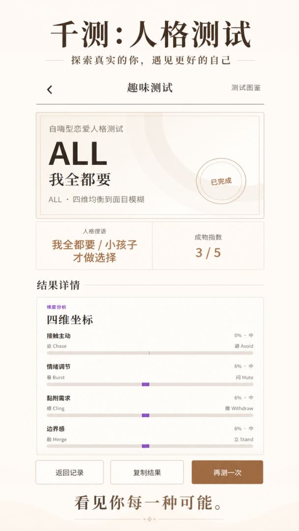 千测:MBTI人格测试游戏截图