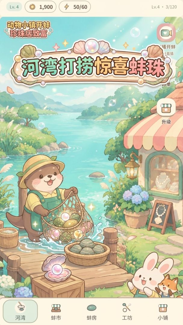 动物小镇开蚌：珍珠店致富游戏截图