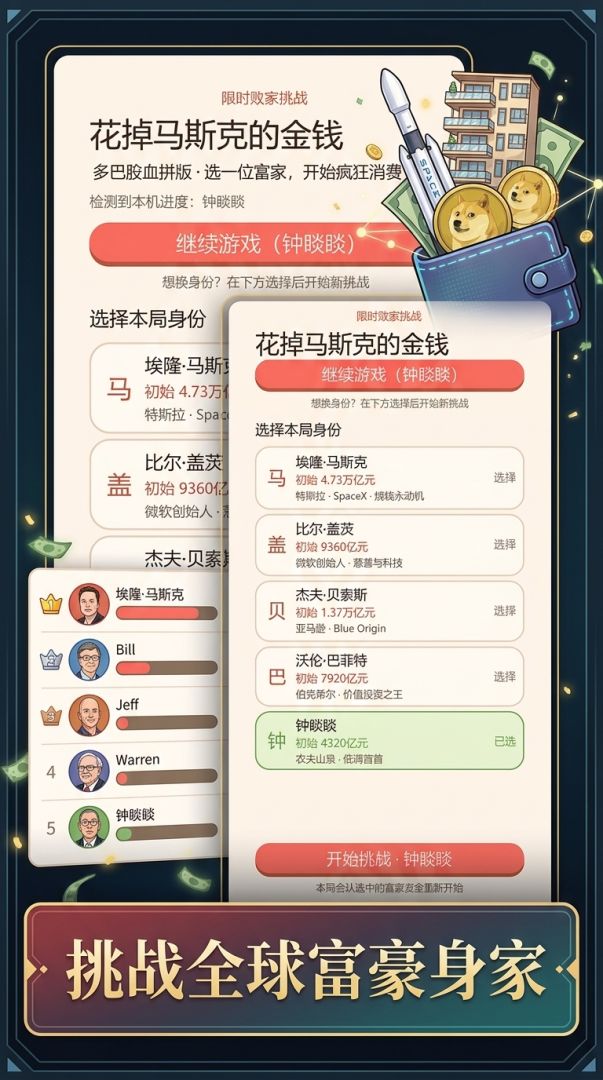 花掉马斯克的金钱游戏截图