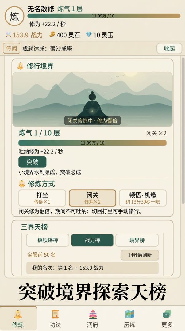 挂机文字凡人修仙游戏截图