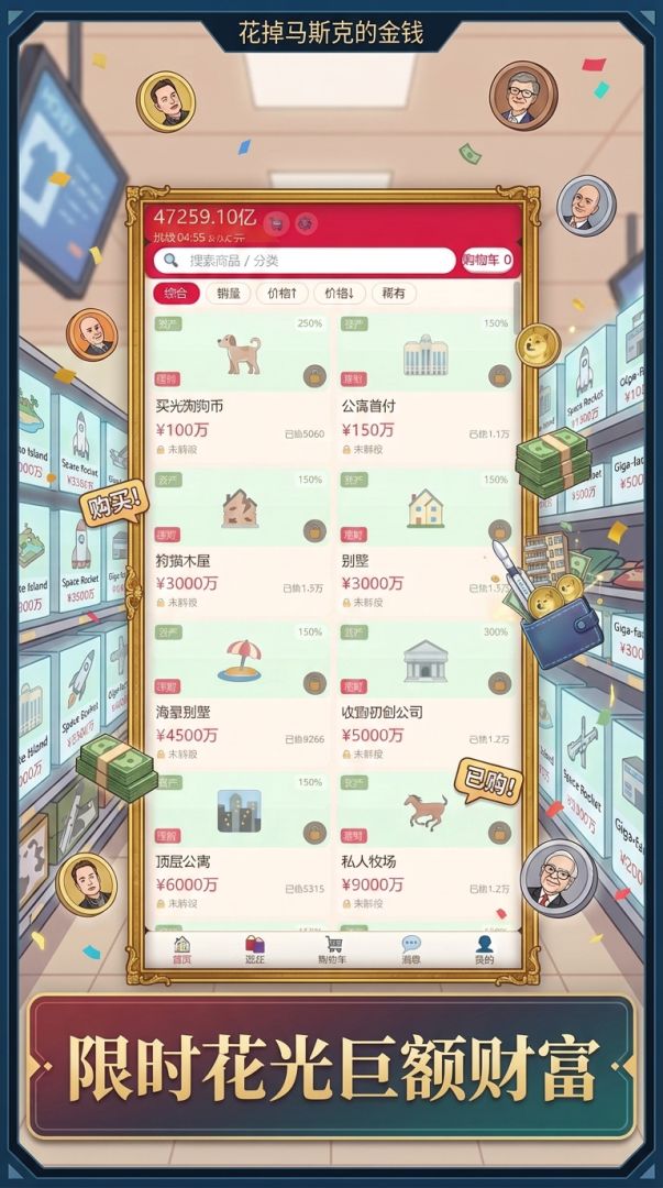 花掉马斯克的金钱游戏截图