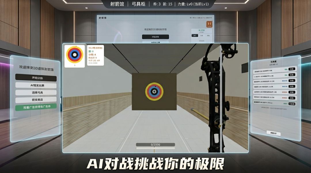 3D虚拟射箭馆游戏截图