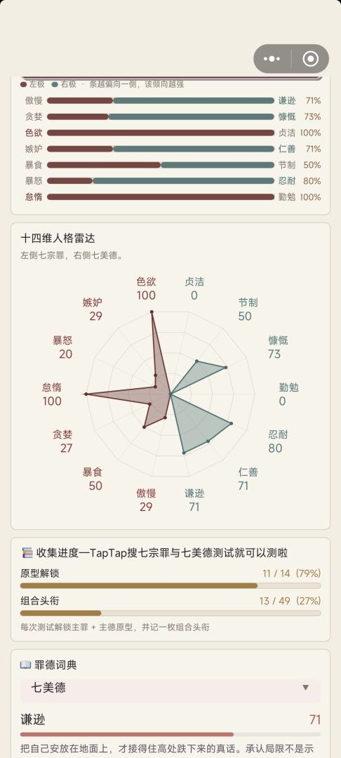 七宗罪与七美德测试游戏截图