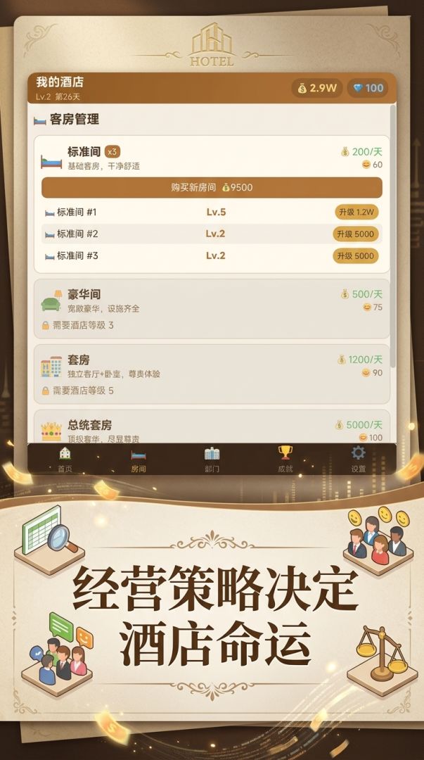 文字经营酒店游戏截图
