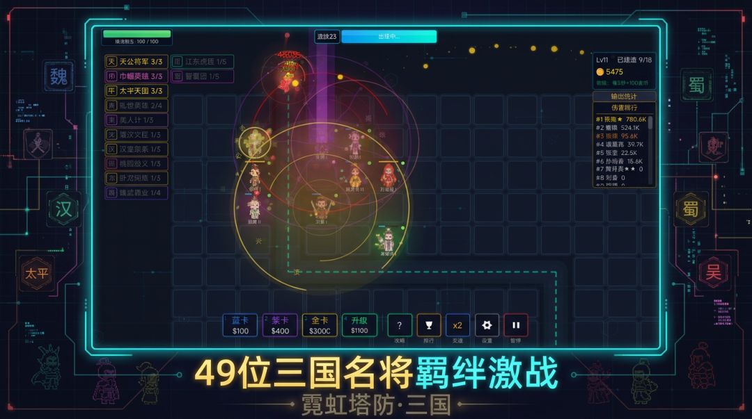 霓虹塔防·三国游戏截图